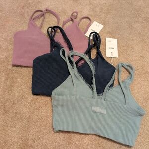 Luxie Ribbed Bralette Set - Purple, Blue, and Green